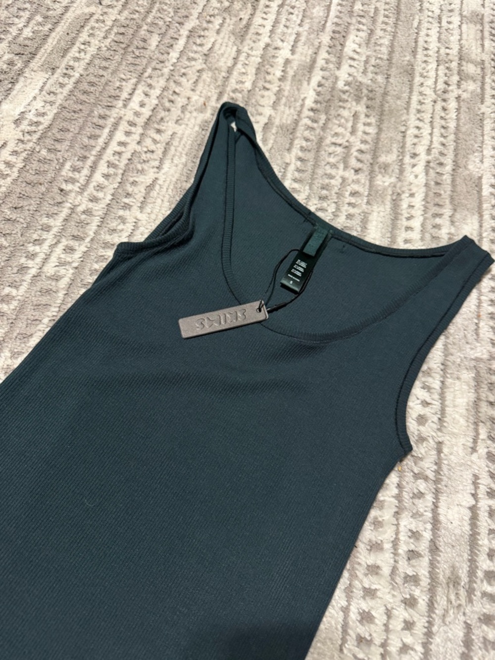 SKIMS Ribbed Tank Top in Deep Teal - Picture 2 of 4